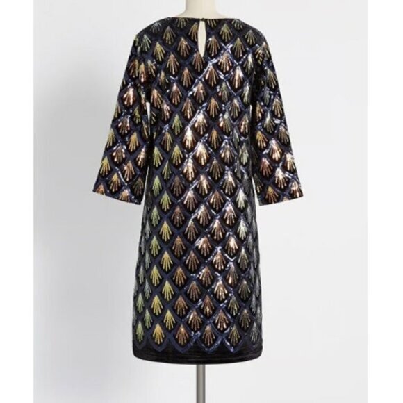 Modcloth Molly Bracken Sequin Dress XS NEW Black Iridescent Holiday Art Deco 20s - Picture 2 of 6